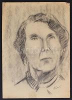 Rónai jelzéssel: Női portré. Szén, papír, 41×28 cm