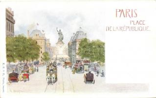 Paris, Place de la République / square, horse tramway
