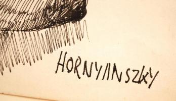 Hornyánszky Gyula (1924-1995): Mersits Piroska (1926-1988). Tus, papír, jelzett, 24×17 cm