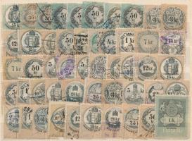 1873-1893 50 db klf okirati illetékbélyeg berakólapon