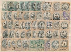 1873-1893 50 db klf okirati illetékbélyeg berakólapon