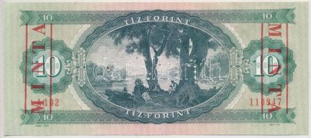 1975. 10Ft "A 102 - 110947" sorozat és sorszámmal, piros "MINTA" felülnyomással ...