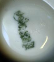 Zsolnay porcelán fedeles patika tégely, hibátlan, jelzett, d: 6 cm, m: 3,5 cm