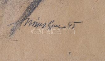 Hincz jelzéssel: Férfi portré, grafika,  papír, hajtás nyomokkal, 33x25cm