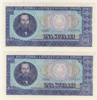 Románia 1966. 100L (2x) azonos sorozatból T:I