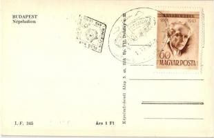 Budapest XIV. Népstadion, Ünnepélyes megnyitó; kiadja a Képzőművészeti Alap Kiadóvállalat, So. Stpl