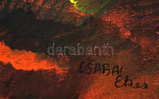 Csabai jelzéssel: Házak völgyben. Olaj, falemez, sérült, 43×54 vm cm