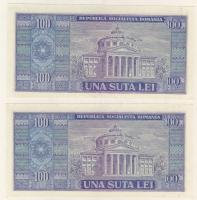 Románia 1966. 100L (2x) azonos sorozatból T:I