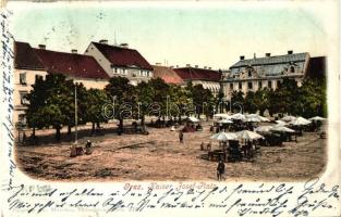 Graz, Kaiser Josef-Paltz / Emperor Joseph square, market with vendors (small tear)