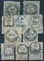 10 db klf régi magyar okmánybélyeg képbefogazással