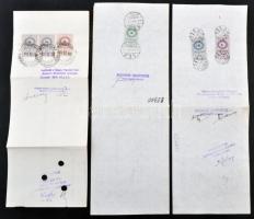 1939-1941. 3db kitöltött váltó, mind váltó illeték bélyeggel, felülbélyegzésekkel, egyik lyukasztáss...