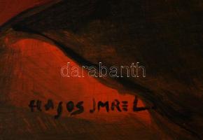 Hajos jelzéssel: Fekvő akt. Olaj, falemez, 37×55 cm