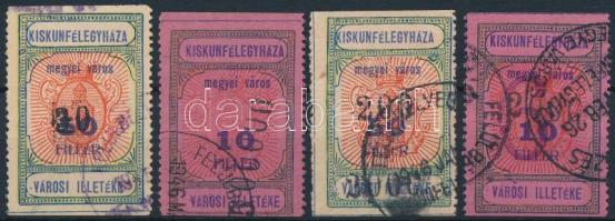 1945-1946 4 db klf Kiskunfélegyháza városi illetékbélyeg felülnyomással (8.000)