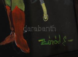 Zórád jelzéssel: Figyelmeztető kézfogás. Vegyes technika, papír, üvegezett keretben, 37×46 cm