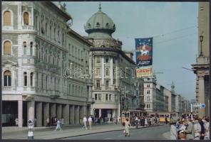 1959 Budapest, Villamosok a Blaha Lujza téren, utólagos előhívás, 10x15 cm