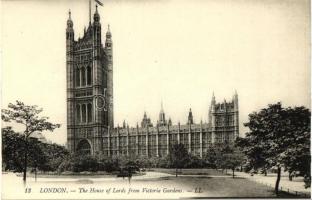 London, The House of Lords from Victoria Gardens