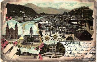 1898 Salzburg, Geographische Postkarte von Wilh. Knorr floral litho (EM)