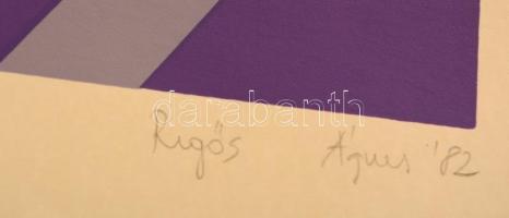 Regős Ágnes (?-): Kompozíció. Szita, papír, jelzett, 31×26 cm