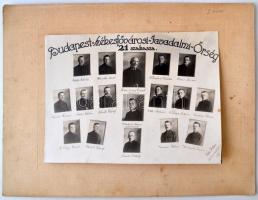cca 1920 Budapest Székesfővárosi Javadalmi Őrség 21. szakasza, kartonra kasírozott tablófotó, 17x22 cm, karton 25x33 cm