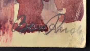 Bér Rudolf (1924-2004): Enteriőr. Akvarell, papír, jelzett, 29×22 cm