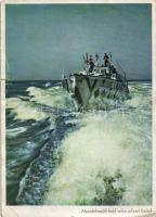 Aknafelszedő hajó teljes gőzzel halad / collecting a shell from the sea, German WWII navy (b)