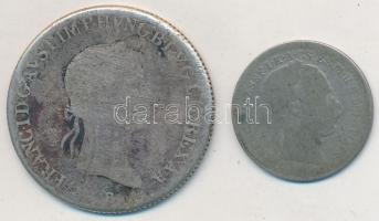 1833B 20Kr Ag "I. Ferenc" + 1870. 10kr Ag "Váltó Pénz" T:3,3- patina