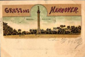 1899 Hannover, Waterloo-Denkmal, Verlag M. Bär / monument (levágott / cut)