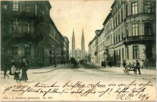 Wiesbaden, Adolfstrasse mit der Katolische Kirche / street with Catholic church