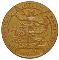 Franciaország 1913. "Kiállítás - Párizs 1913" aranyozott fém emlékérem (79,72g/56mm) T:2
...