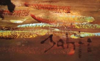 Bánfi jelzéssel: Balatoni vitorlás napnyugtakor. Olaj, karton, üvegezett keretben, jelzett,  23×32 c...