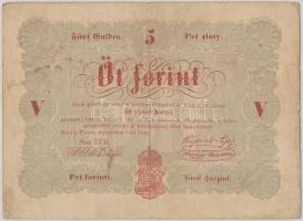 1848. 5Ft Kossuth bankó vörösesbarna T:III,III-