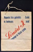 Stéberl András gyulai szalámi, illetve Lénárt J. csemege és fűszer üzletének reklámos papírtáskája, ...
