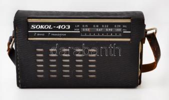 Retró Sokol 403 rádió, eredeti dobozában, működik, 10×19 cm