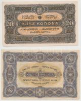 1920. 2K + 10K + 20K + 50K "Orell Füssli Zürich" + 1923. 100K "T.W. jelöléssel nyomda...