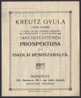 cca 1890-1900 Bp. VIII., Kreutz Gyula tánctanár, Erzsébet főhercegnő tánctanítója táncintézetének prospektusa és iskolai rendszabálya
