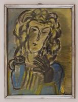 Gadányi jelzéssel: Női portré. Akvarell, papír, üvegezett keretben, 37×27 cm