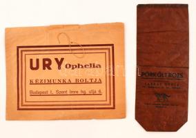 cca 1920-30 Régi zacskók, 2db, különböző méretben és minőségben, 29x12cm és 22x18cm