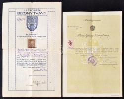 1927, 1939 Bp., Illetőségi és állampolgársági bizonyítvány izraelita vallású egyén számára, okmánybélyegekkel