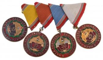 1970. A Haza Fegyveres Szolgálatában (4xklf) 10, 15, 20 és 25 év, zománcozott fém kitüntetések, mind mellszalagon, fém csatra tűzve T:2,2-