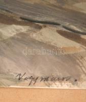 Udvary Pál (1900-1987): Nagymaros 1978. Akvarell, papír, jelzett, üvegezett keretben, 30×40 cm