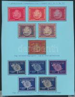1938 11 különféle bélyegkiállítási levélzáró kartonra ragasztva