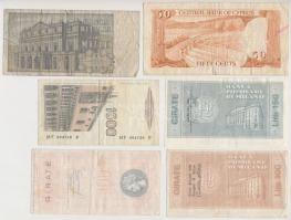 8db-os vegyes külföldi bankjegy tétel, közte Ciprus 1984. 50c, Olaszország 1969. 1000L T:III,III-
8...
