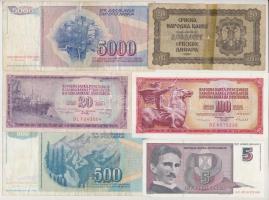 Szerbia / Német megszállás 1941. 20D + 500D + Jugoszlávia 1974-1994. 5D-5000D (5xklf) T:I- (csak egy...