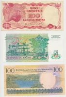 Vegyes: Indonézia 1984. 100R + Zaire 1988. 50Z + Ruanda 2003. 100Fr T:III,I
Mixed: Indonesia 1984. ...