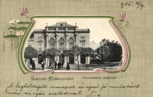 Debrecen, Kereskedelmi Akadémia, Komáromi J. kiadása, Art Nouveau litho