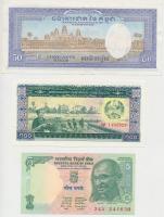 Vegyes: India 2002. 5R + Kambodzsa 1972. 50R + Laosz 1979. 100K T:I,I- Mixed: India 2002. 5 Rupees + Cambodia 1972. 50 Riels + Lao 1979. 100 Kip C:UNC,AU