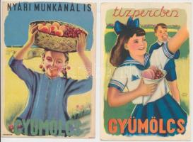 A gyümölcs, C-vitamin táblázat a hátoldalon / fruit, health propaganda, C-vitamin table on the backs...