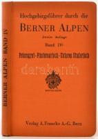 Hochgebirgsführer durch die Berner Alpen IV.: Petersgrat - Finsteraarjoch - Unteres Studerjoch. Bern, 1931, Verlag A. Francke AG. Átnézeti térképekkel. Vászonkötésben, jó állapotban.