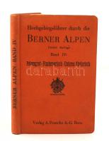Hochgebirgsführer durch die Berner Alpen IV.: Petersgrat - Finsteraarjoch - Unteres Studerjoch. Bern, 1931, Verlag A. Francke AG. Átnézeti térképekkel. Kicsit kopott vászonkötésben, jó állapotban.