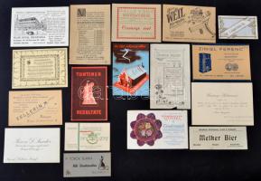cca 1920-40 Vegyes nyomtatvány tétel: táncrend, meghívók, reklámnyomtatványok, stb, 16db , különböző méretben és minőségben